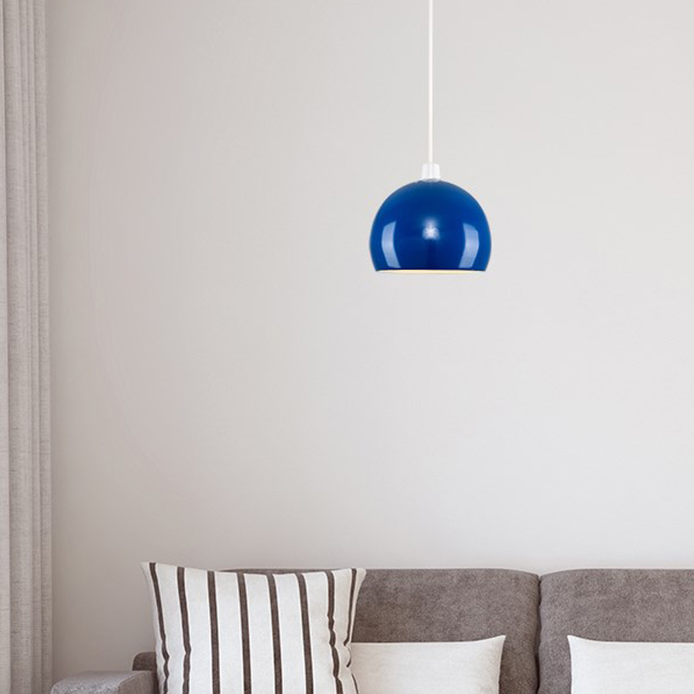 ValueLights Navy Blue Arco Mini Metal Pendant Light Shade Image 2