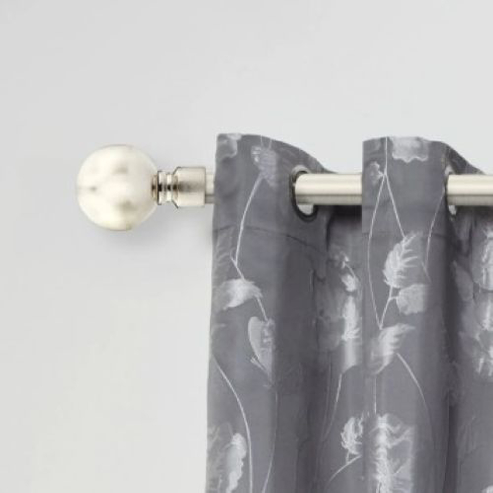 New Edge Blinds Sphere 160-300cm Extendable Brushed Silver Eyelet Metal Curtain Pole Set Image 2