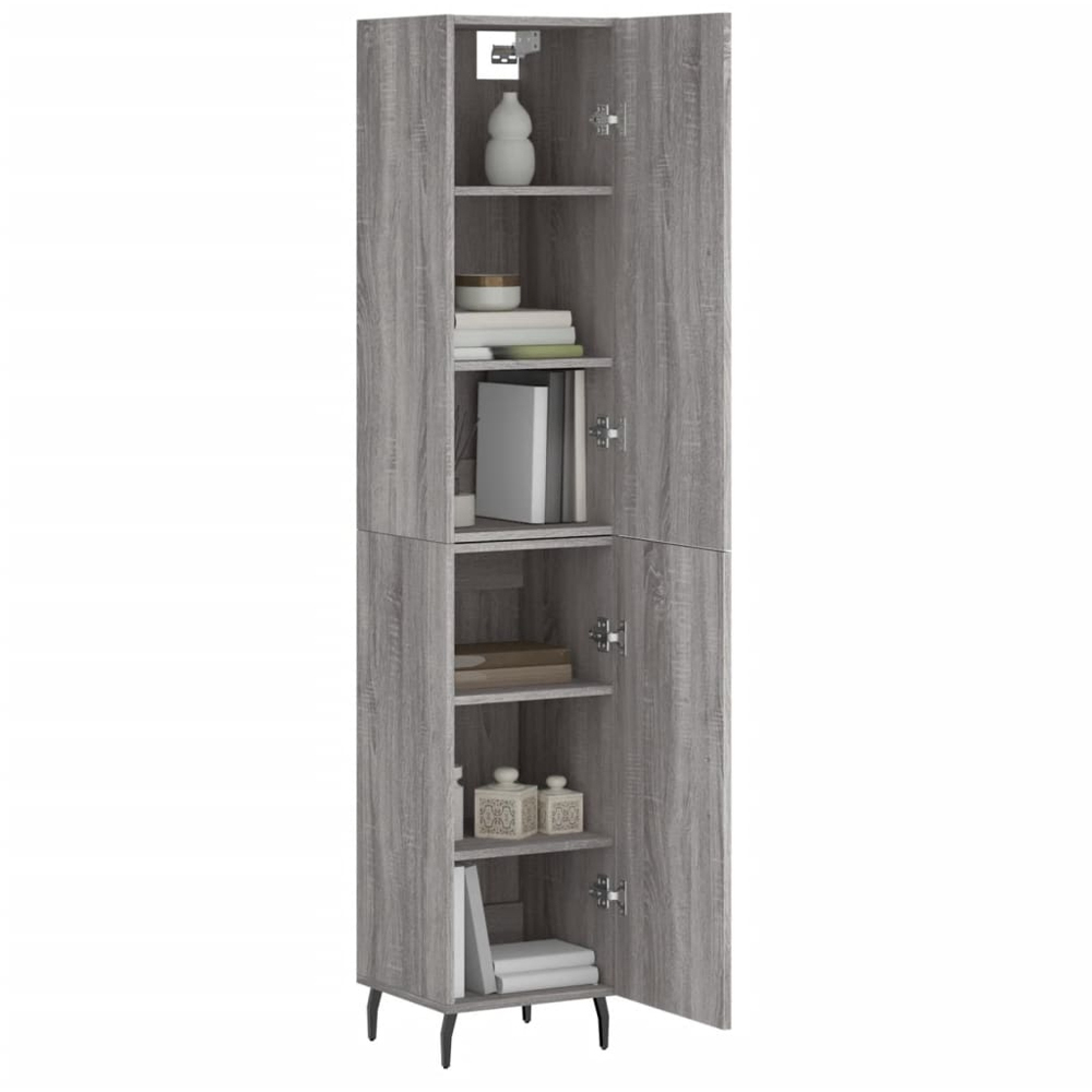 vidaXL 2 Door Grey Sonoma Highboard with Metal Legs Image 3