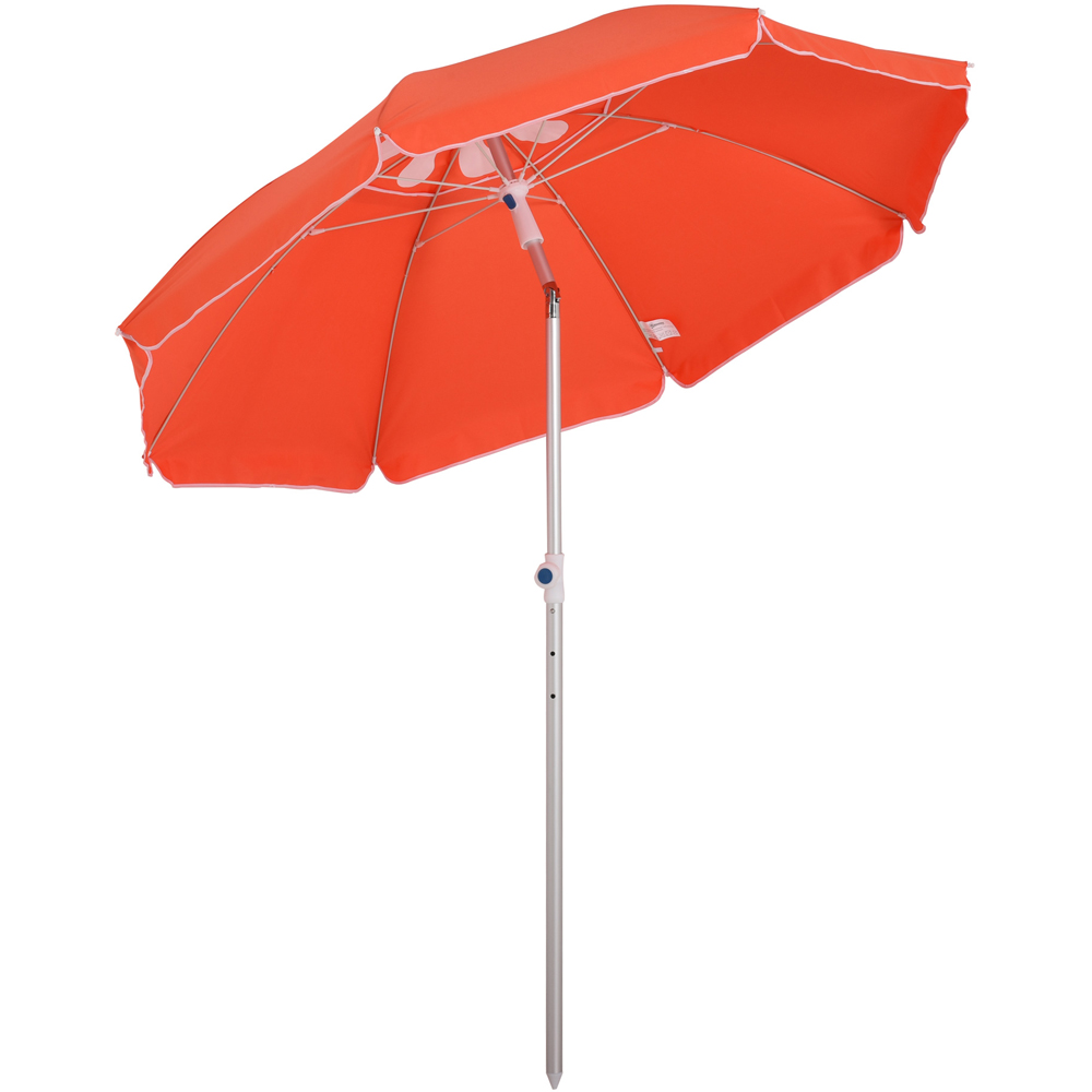 Outsunny Orange Arched Tilting Beach Parasol with Carry Bag 1.9m Image 1
