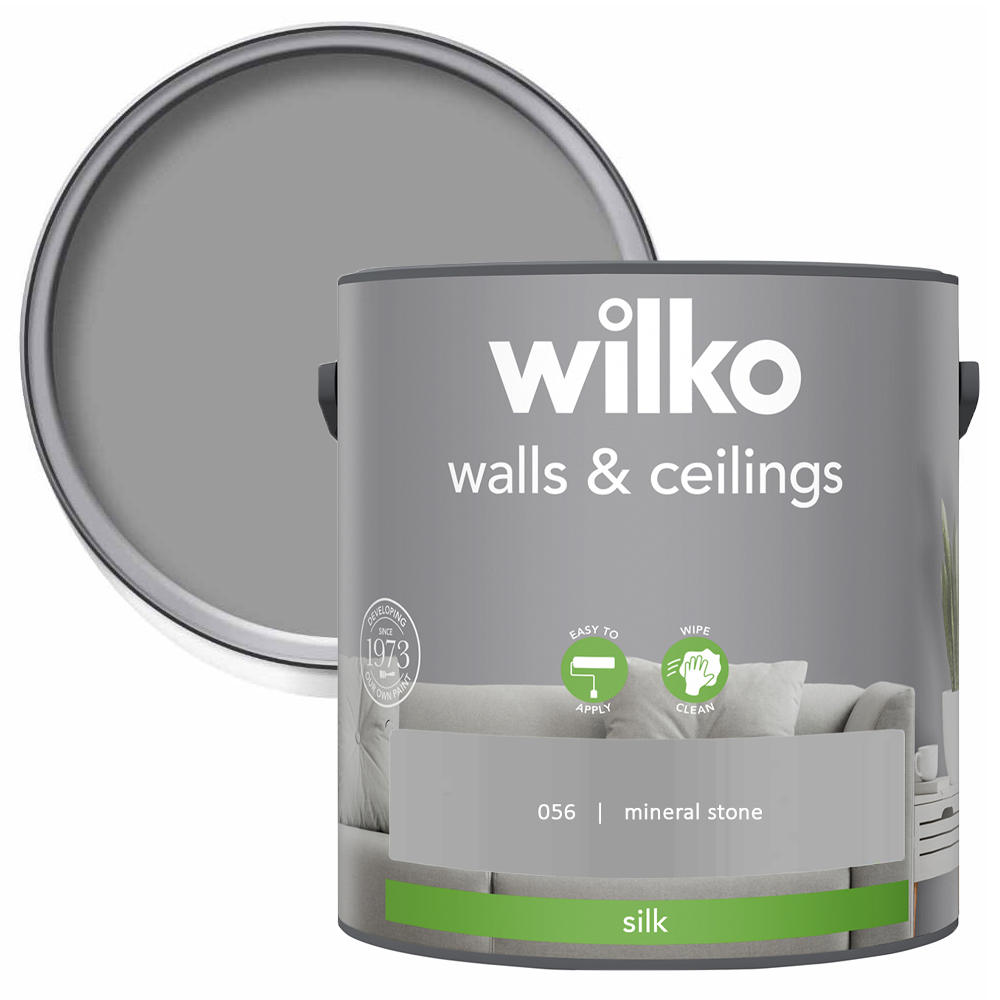 Wilko Walls & Ceilings Mineral Stone Silk Emulsion Paint 2.5L Image 1