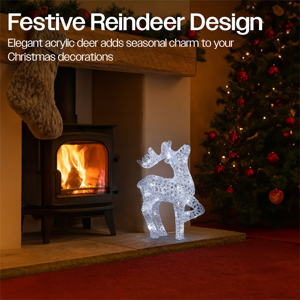 Xmas Haus Silver 70 White LED Head Up Deer Christmas Decoration 2ft  Image 2