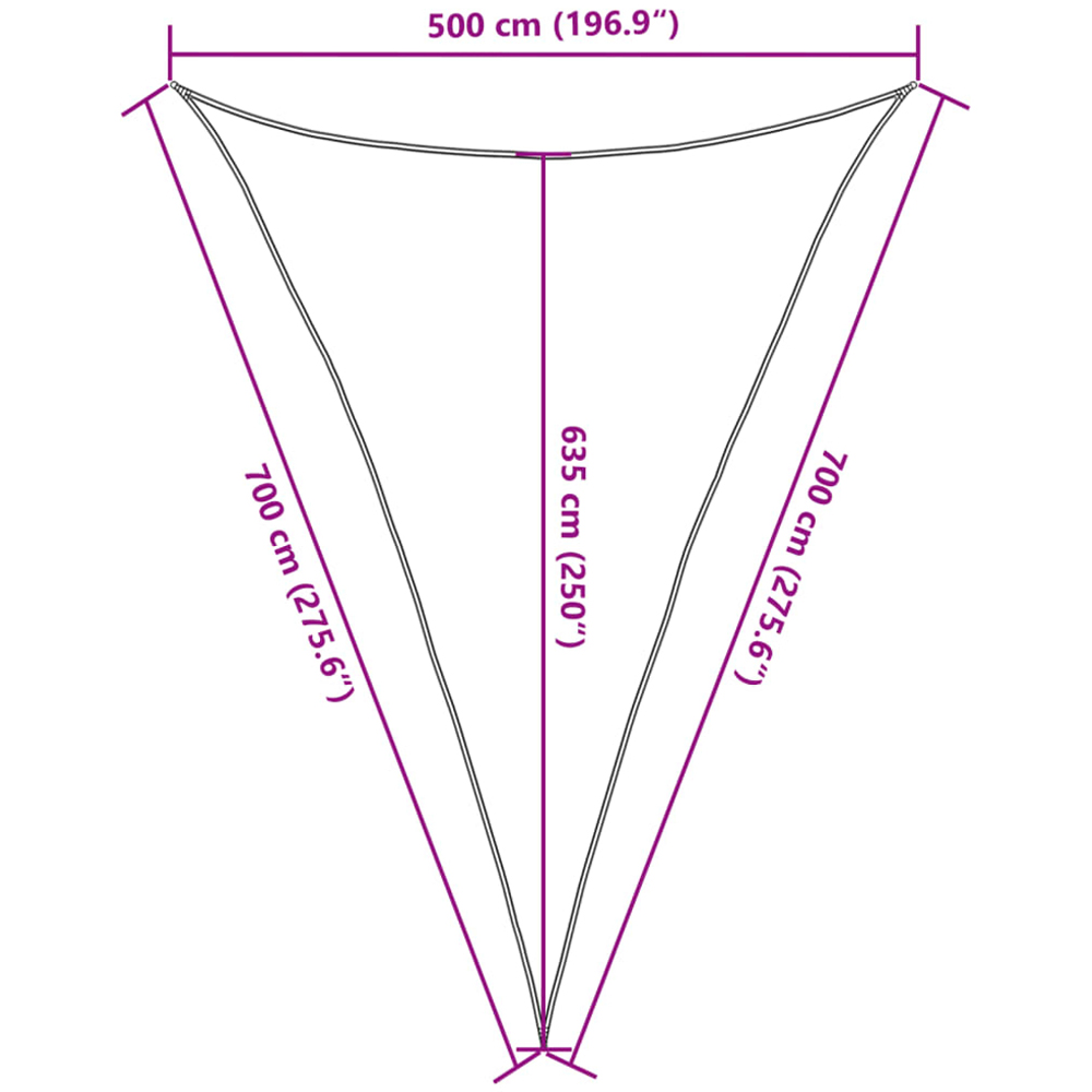 vidaXL Grey Triangular Sun Shade Sail 5 x 7 x 7m Image 9