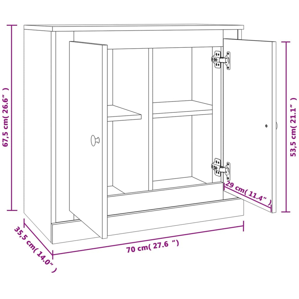 vidaXL 2 Door White Sideboard Image 9