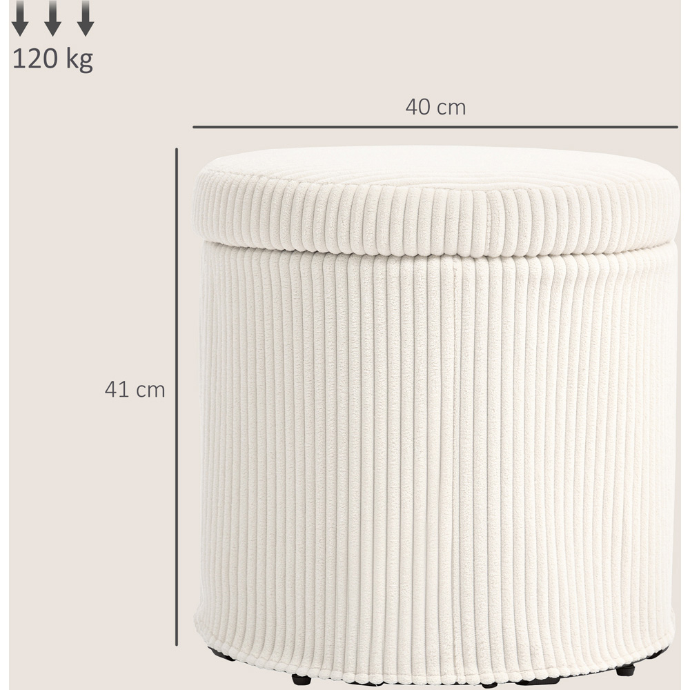 HOMCOM Beige Round Ottoman Vanity Stool with Lid Image 9