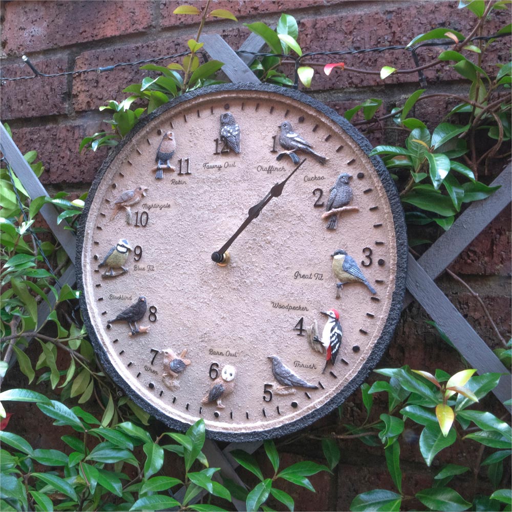 St Helens Garden Birds Round Garden Clock 30cm Image 3
