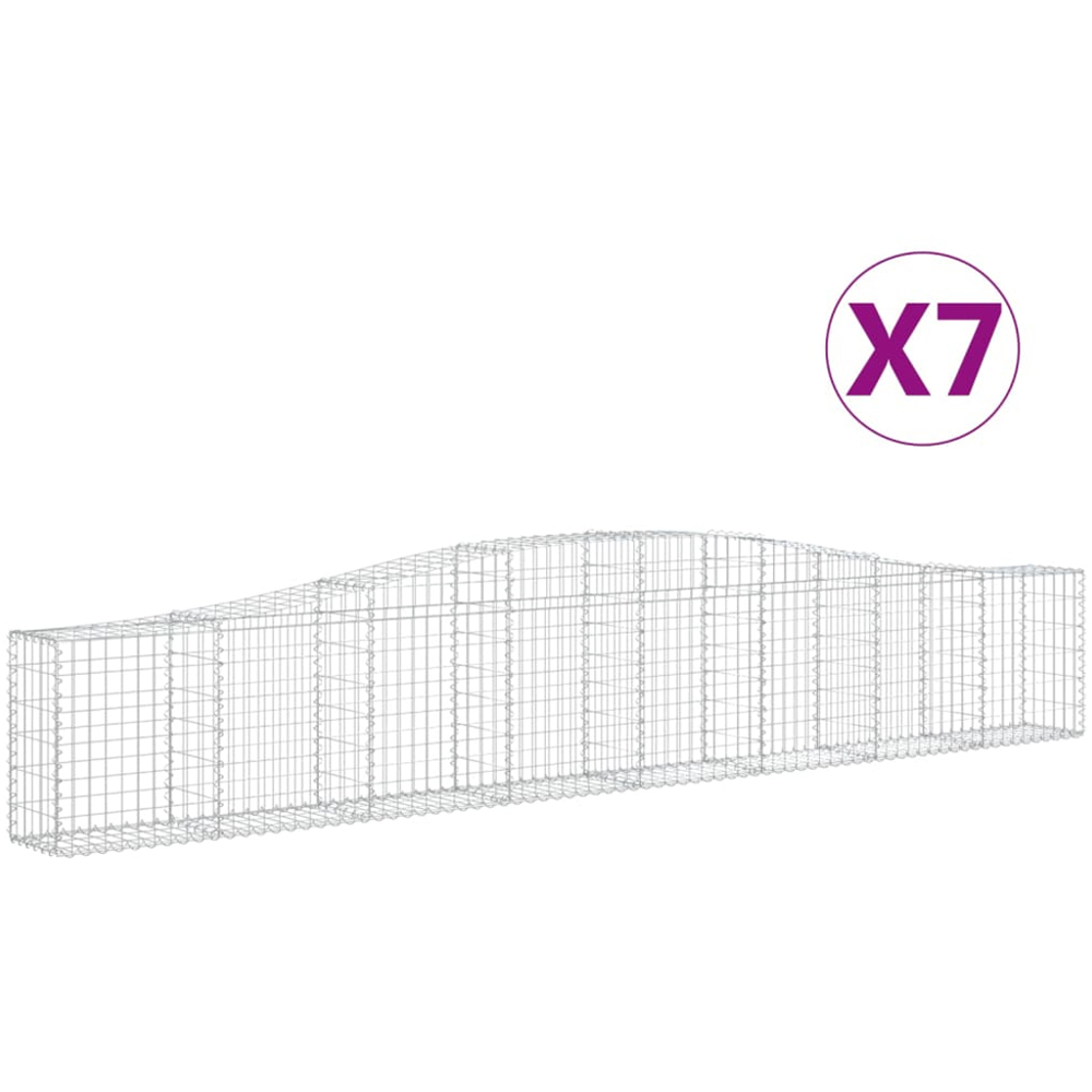 vidaXL Silver Galvanised Iron Gabion Basket 400 x 30 x 60/80cm 7 Pack Image 4
