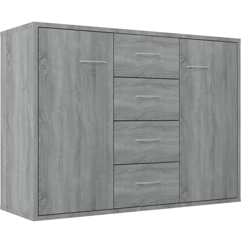 vidaXL 2 Door 4 Drawer Grey Sonoma Wooden Sideboard Image 2