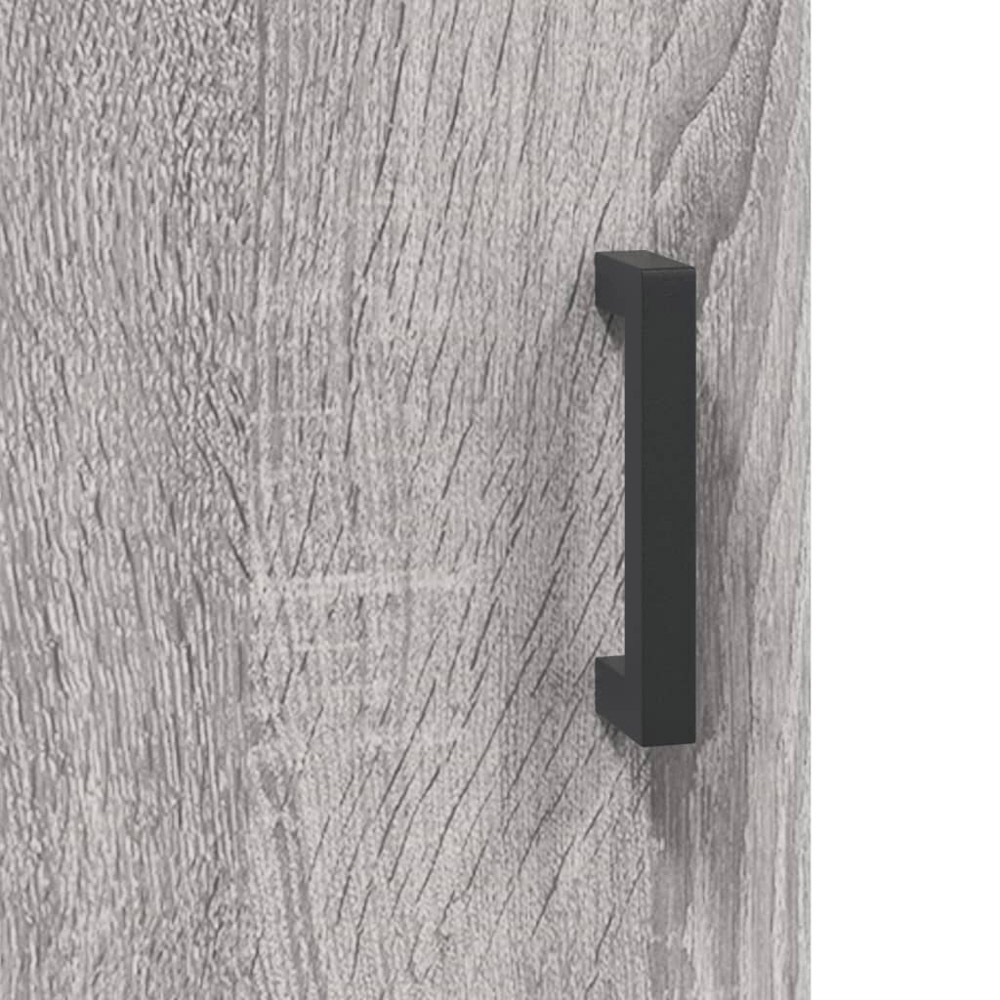 vidaXL 2 Glass Door 3 Drawer Grey Sonoma Highboard with Black Handle Image 9
