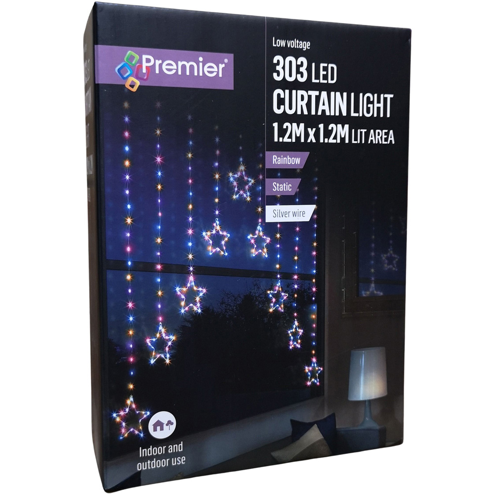 Premier 303 Rainbow LED Static Star Silver Pin Cable Curtain Light 1.2 x 1.2m Image 2