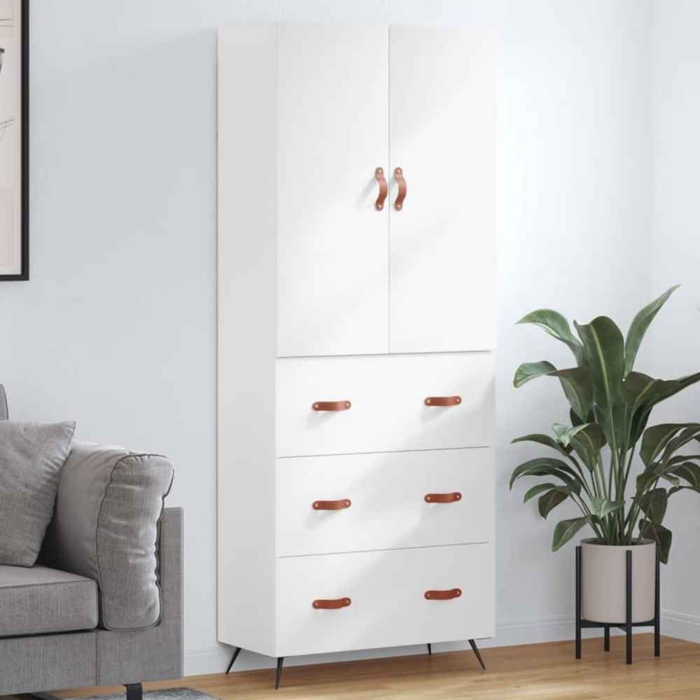 vidaXL 2 Door 3 Drawer White Tall Highboard Image 1