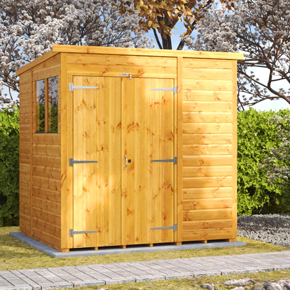 Power Sheds 6 x 6ft Double Door Pent Wooden Shed with Window Image 2