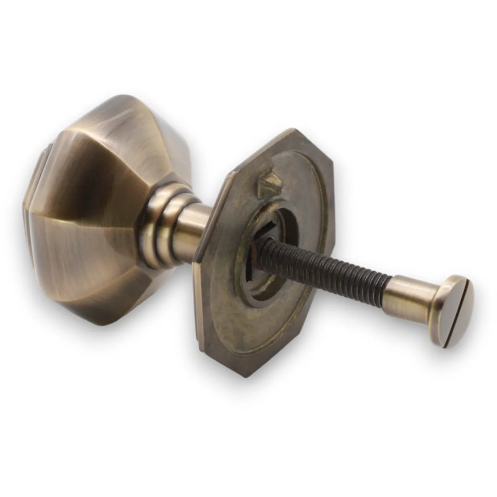 Spira Brass Antique Brass Octagonal Centre Door Knob Image 4