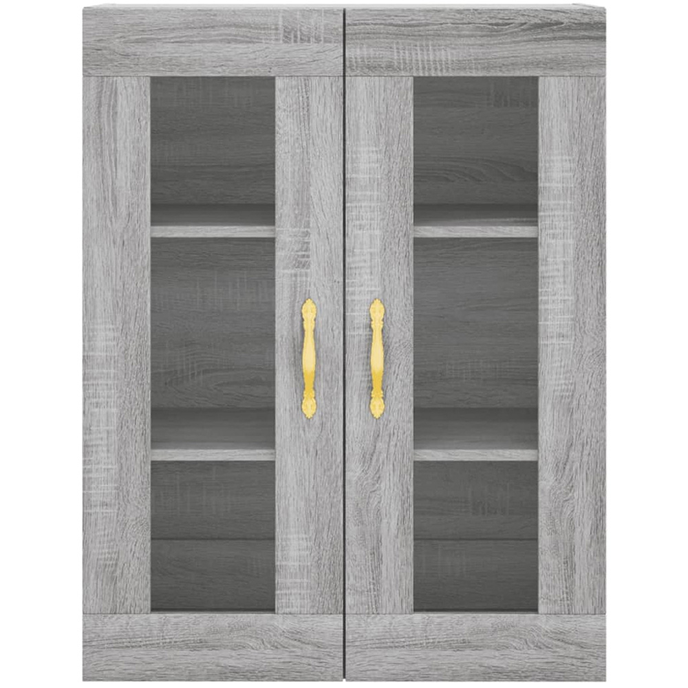 vidaXL 2 Glass Door Grey Sonoma Wall Mounted Large Cabinet Image 7