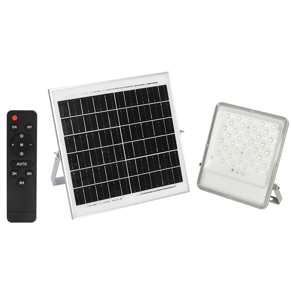 Ener-J 100W LED Floodlight with Solar Panel and Remote Image 1
