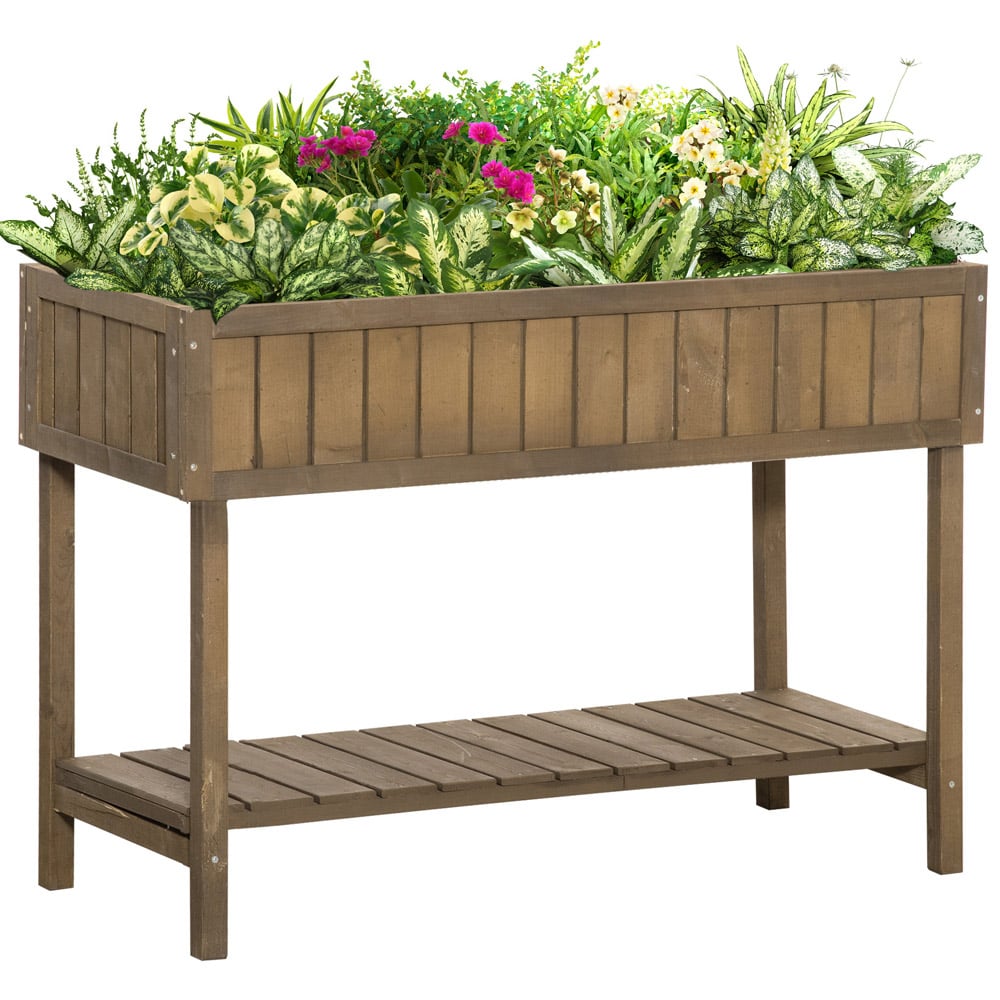 Outsunny Wooden Herb Raised Planter Bed Image 1