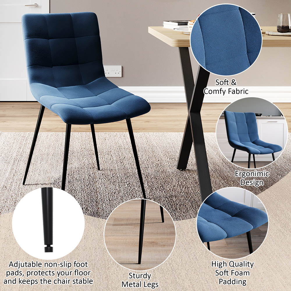 Vida Designs Richton Set of 2 Blue Dining Chairs Image 6