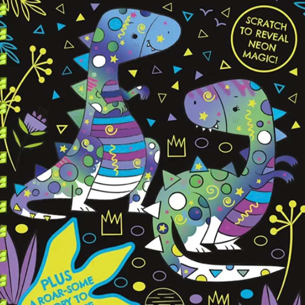 Curious Universe Neon Scratch Art Amazing Dinosaurs Artbook Wilko
