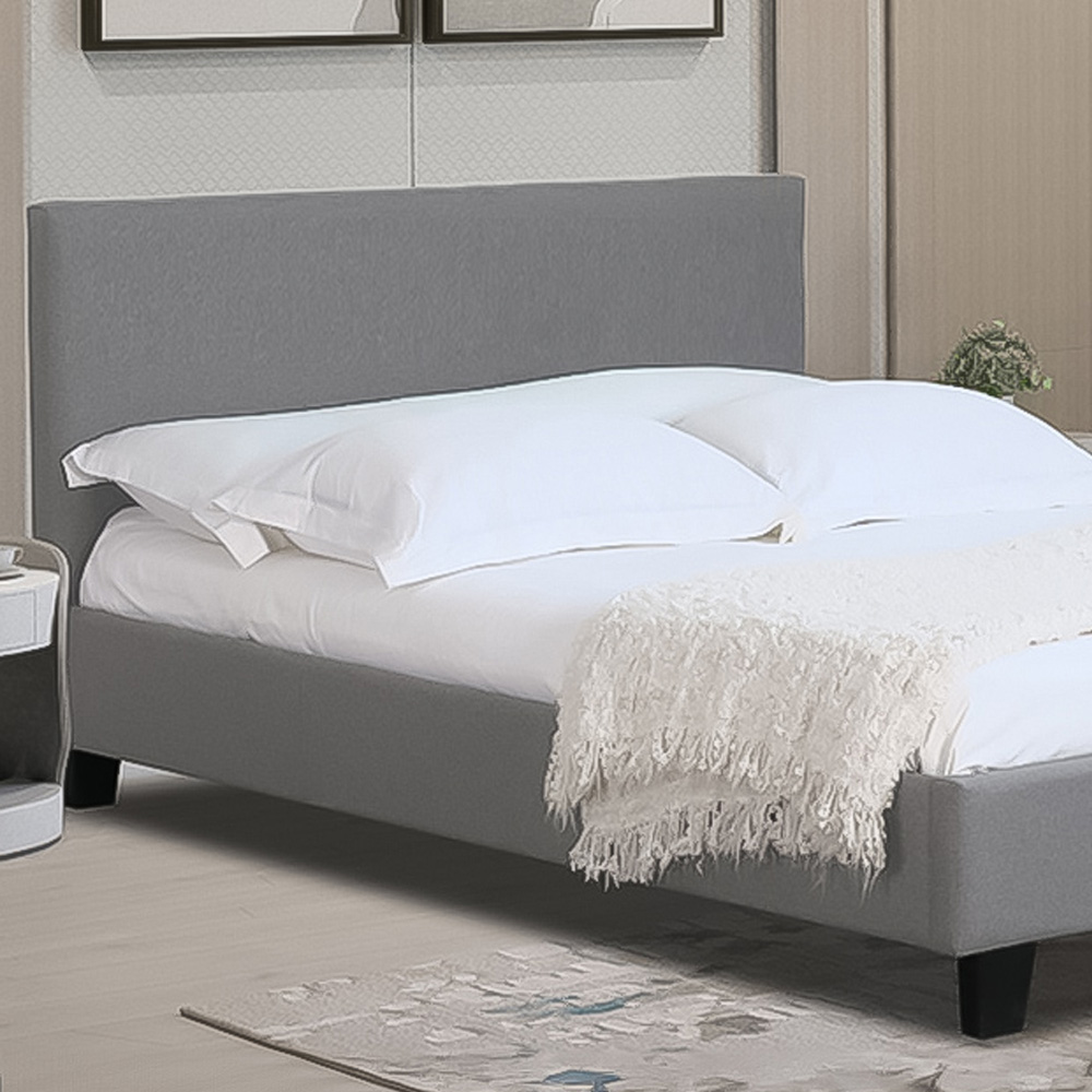 Brooklyn Single Light Grey Modern Fabric Bed Frame Image 2