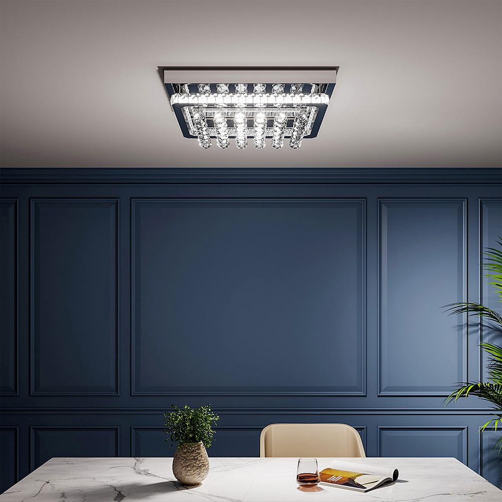Living and Home Crystal LED Flush Mount Ceiling Light Image 5
