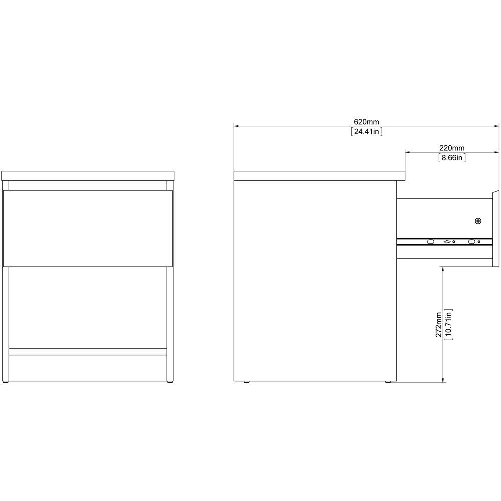 Florence Naia Single Drawer Single Shelf White Bedside Table Image 9