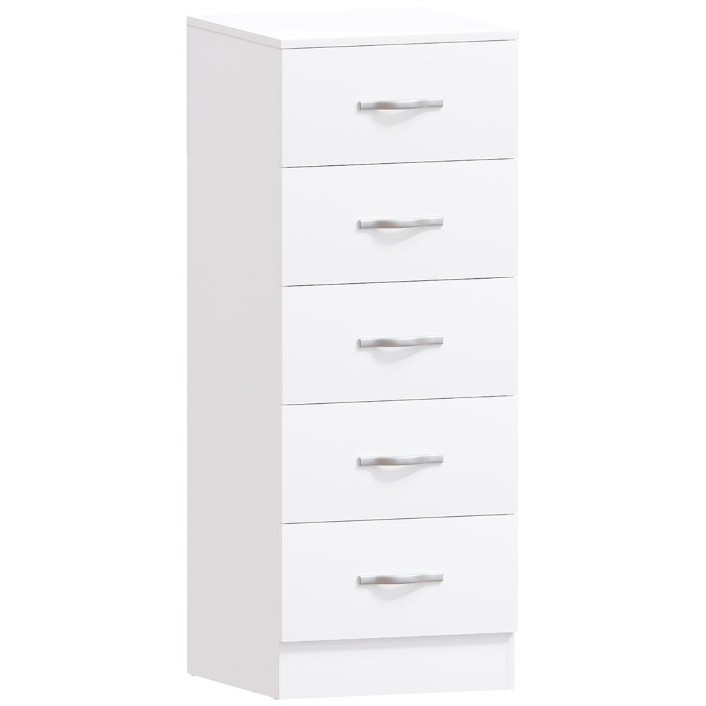 Vida Designs Riano 5 Drawer White Narrow Chest of Drawers Image 2