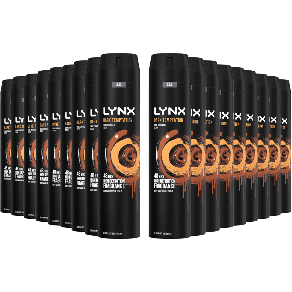 Lynx Dark Temptation Dark Chocolate 48H Protection Deodorant Body Spray 250ml 18 Pack Image 1
