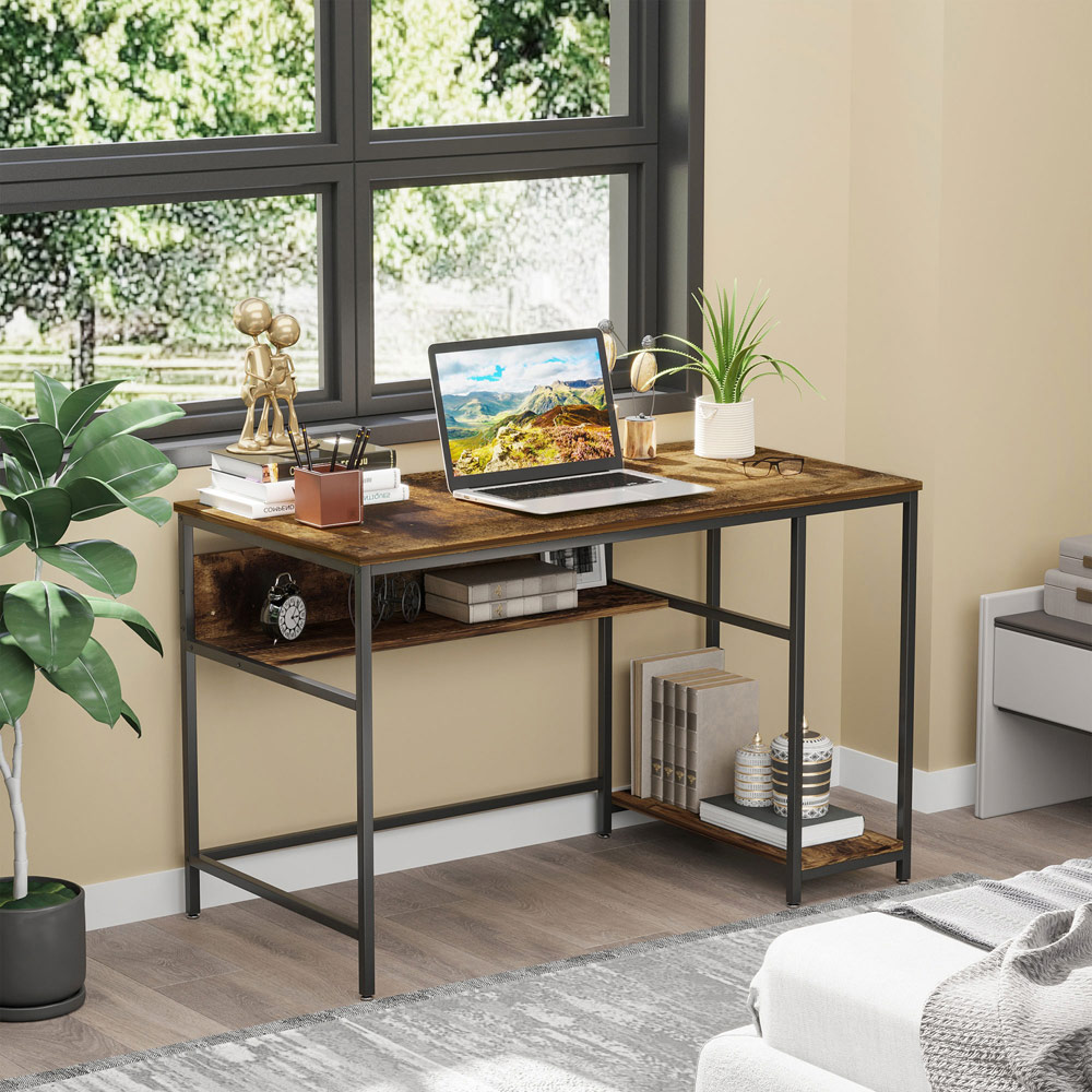 Portland Office L-Shape Storage Desk Brown and Black Image 3
