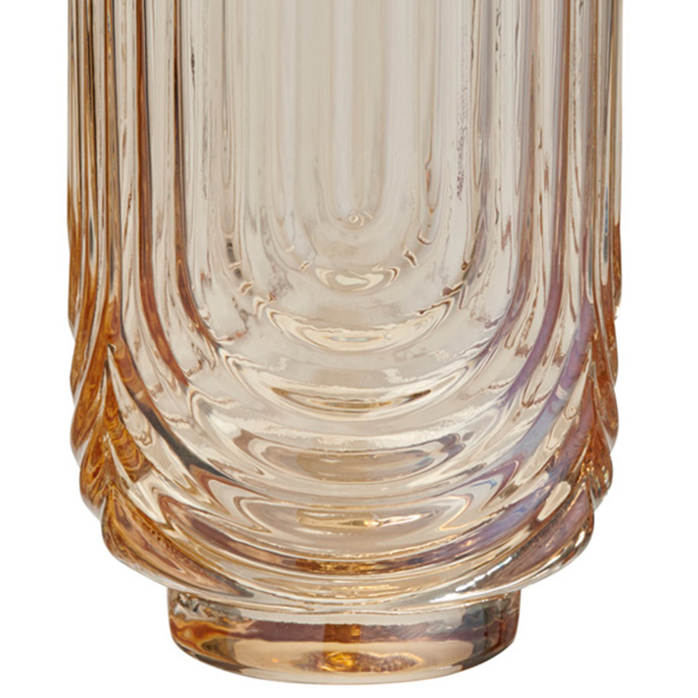 Wilko Ribbed Amber Finish Hi-Ball Glass Image 5