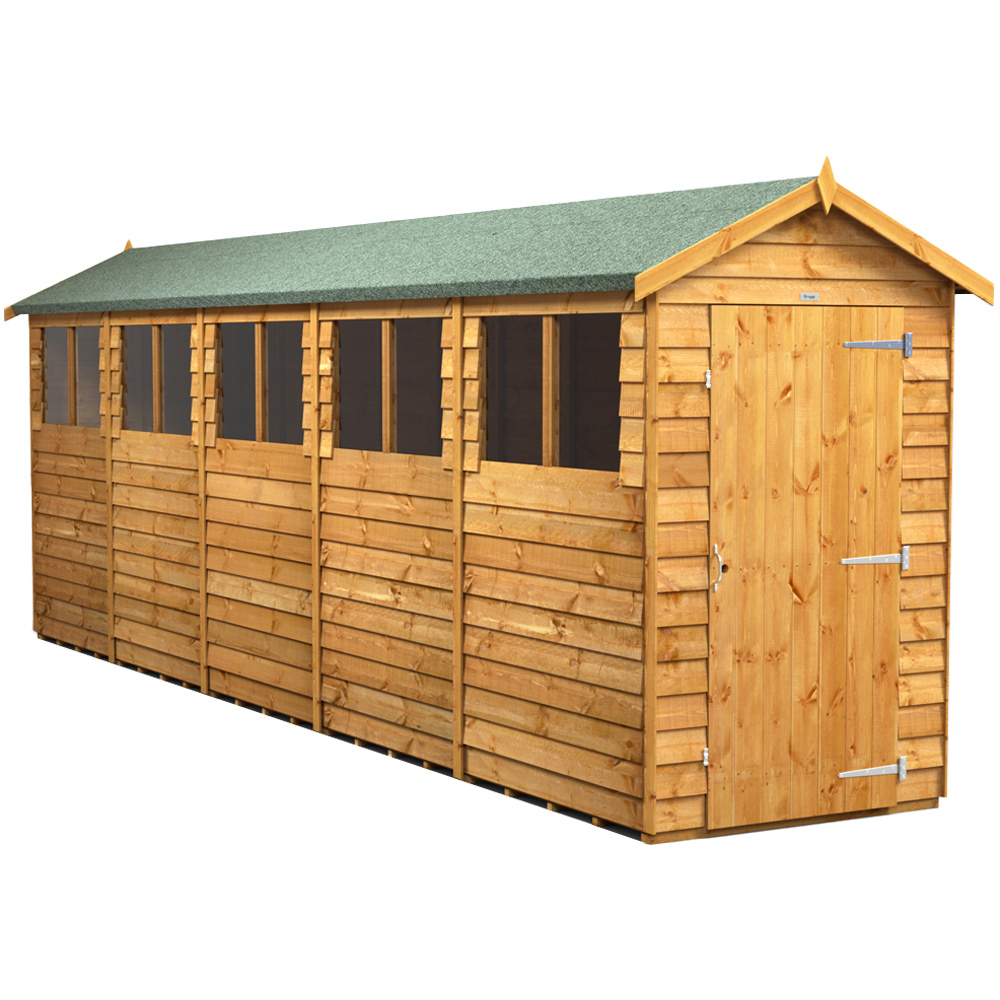 Power Sheds 20 x 4ft Overlap Apex Wooden Shed with Window Image 1