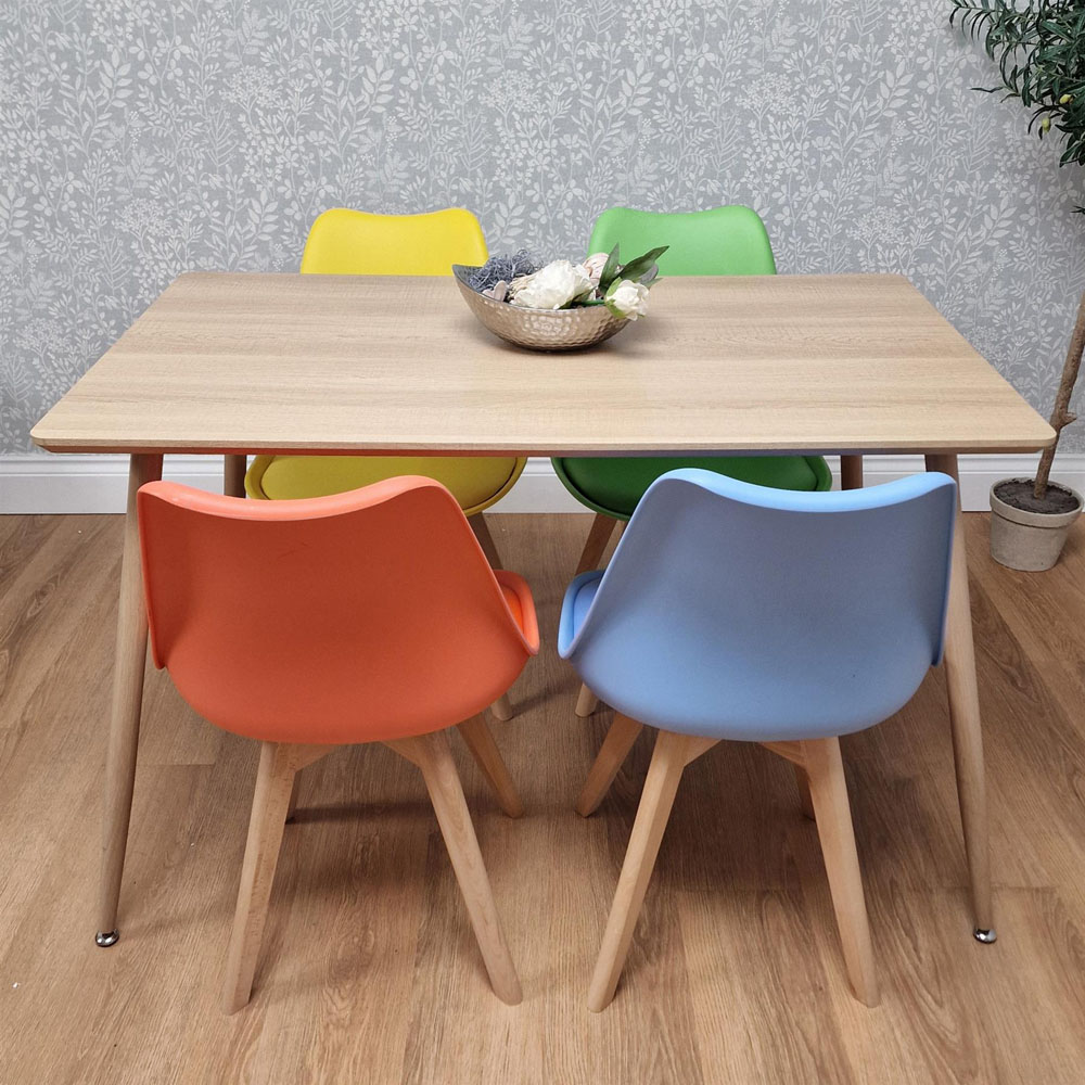 Kosy Koala 4 Seater Faux Leather Plastic Wooden Dining Set Multicolour Image 3