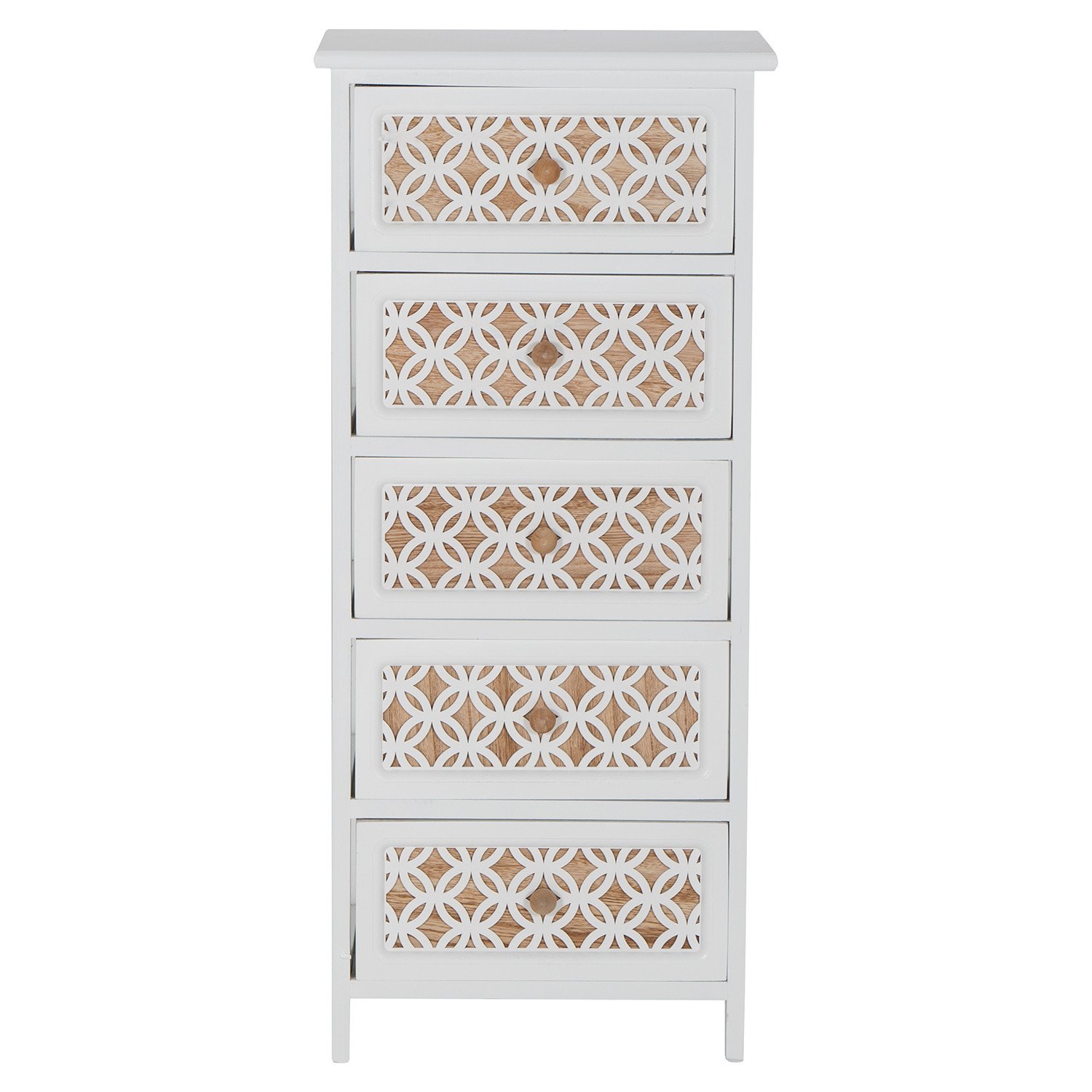 Nasara 5 Drawer White Storage Tower Image 1