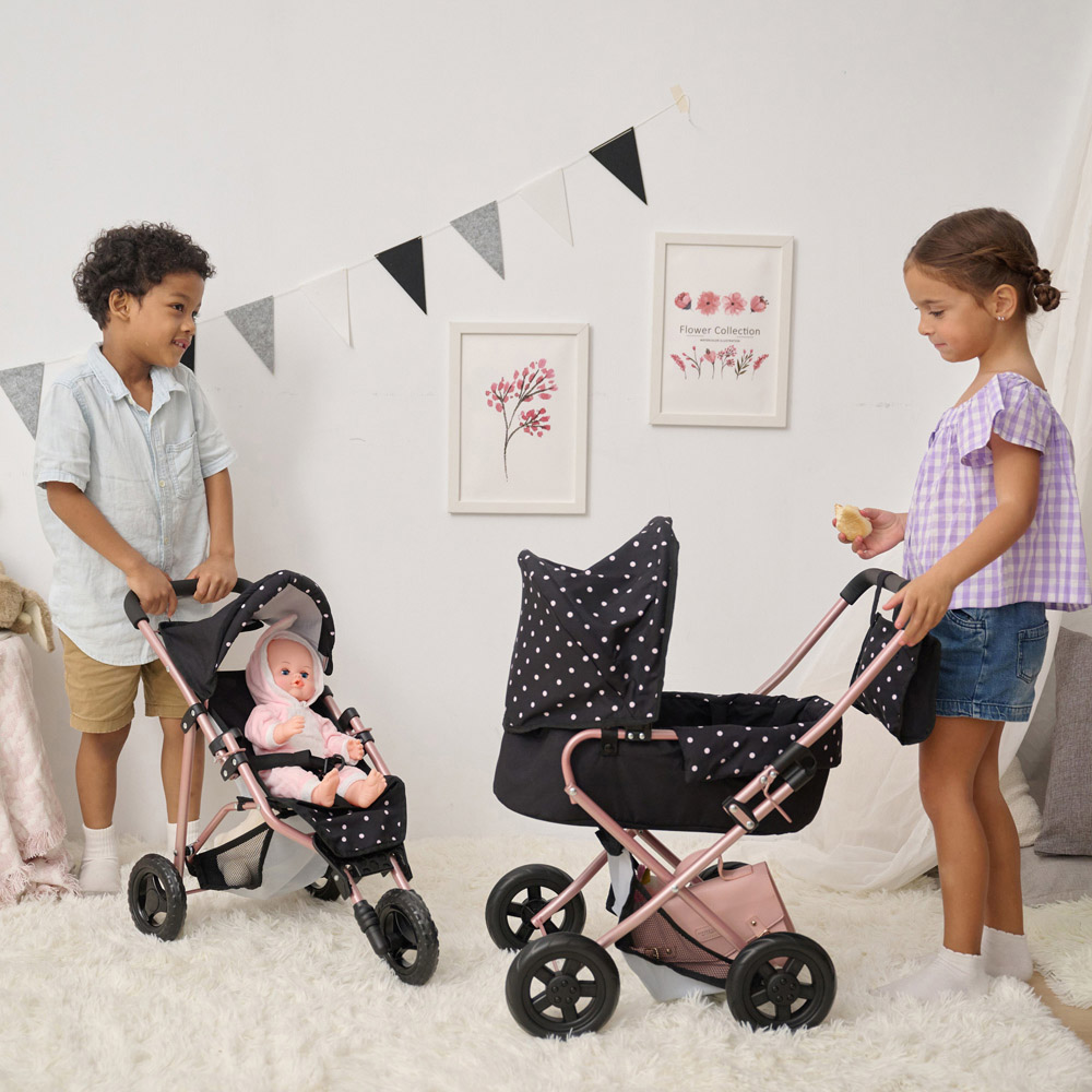 Teamson Kids Olivia's Little World Black Pin Up Doll Jogging Stroller Image 2