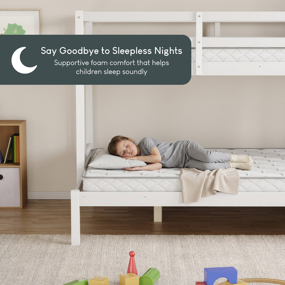 VIDA DESIGNS Sydney Single White Bunk Bed with Desk and Foam Mattress Image 3