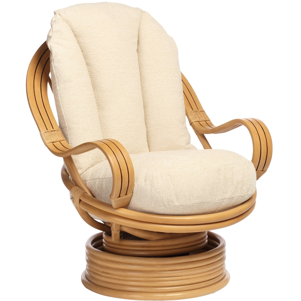 Desser Furniture Vale Light Oak Natural Rattan Laminated Swivel Rocking Chair Image 2