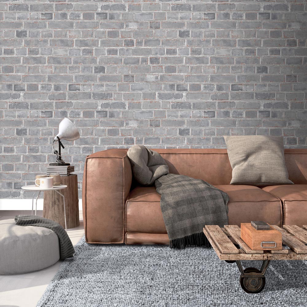Muriva Urban Brick Grey Wallpaper Image 3