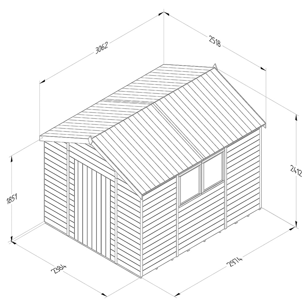 Forest Garden Timberdale 10 x 8ft Pressure Treated Apex Wooden Shed Image 9