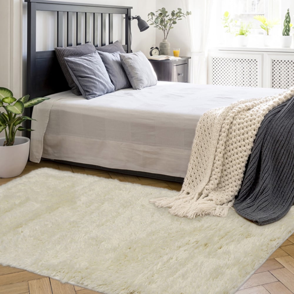 Homemaker Ivory Soft Washable Shaggy Rug 140 x 200cm Image 2