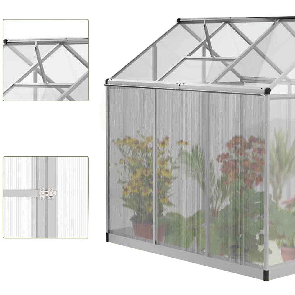 Outsunny Polycarbonate Aluminium 6 x 6ft Greenhouse Image 6