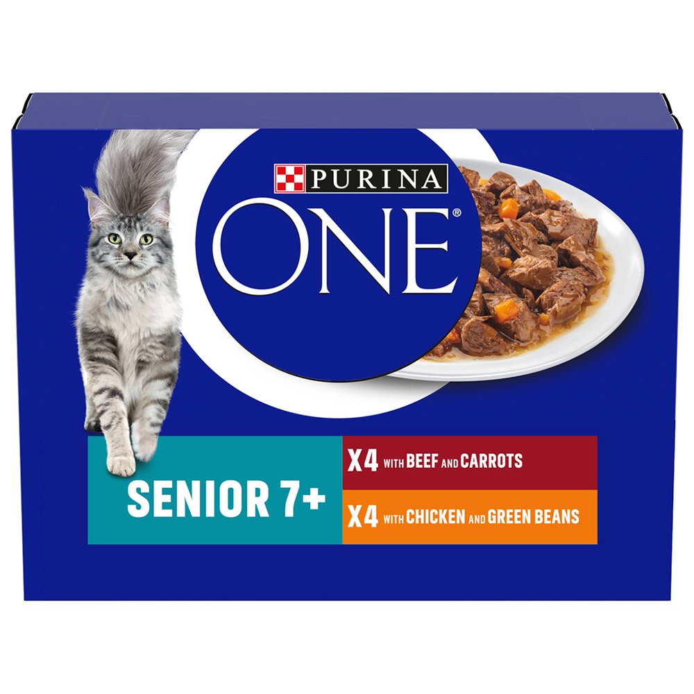 Purina ONE Chicken and Beef Senior Seven Plus Cat Food 85g 8 Pack Image 2
