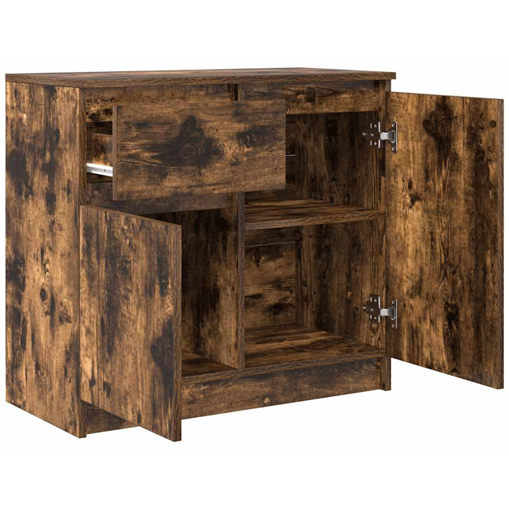 vidaXL 2 Door Single Drawer Smoked Oak Sideboard Image 5