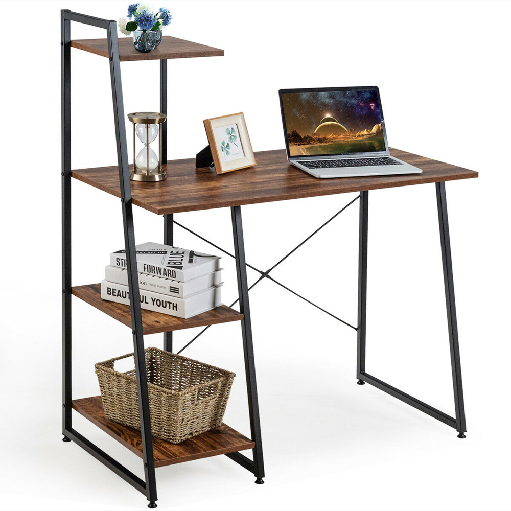Costway 3 Shelf Adjustable Computer Desk Coffee Image 3