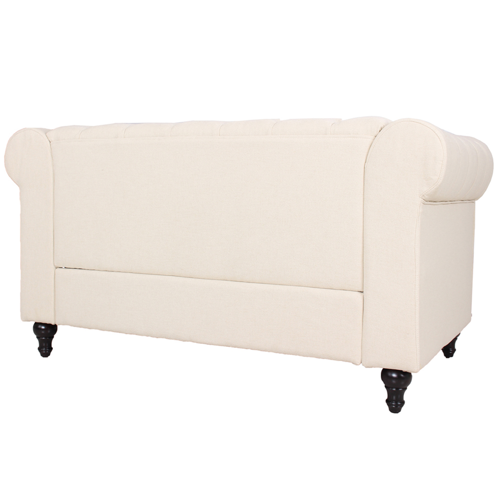 Furniture One Cream Nailhead Trim Upholstered Sofa Chair Image 4
