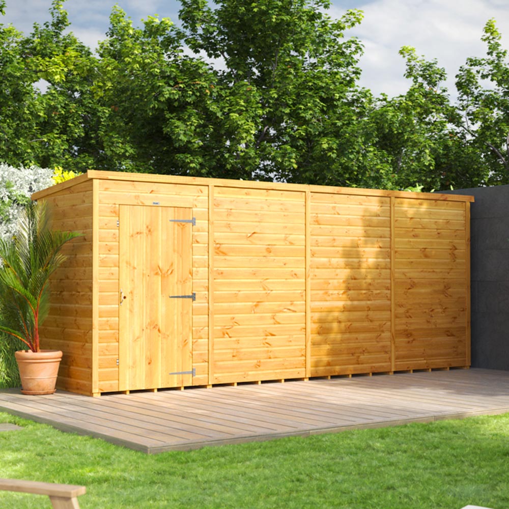 Power Sheds 16 x 4ft Pent Wooden Shed Image 2