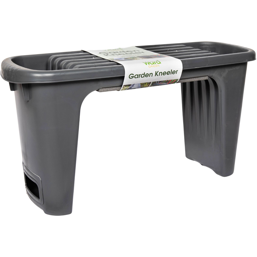Samuel Alexander 2 in 1 Grey Plastic Garden Kneeler and Stool with Storage Area Image 1