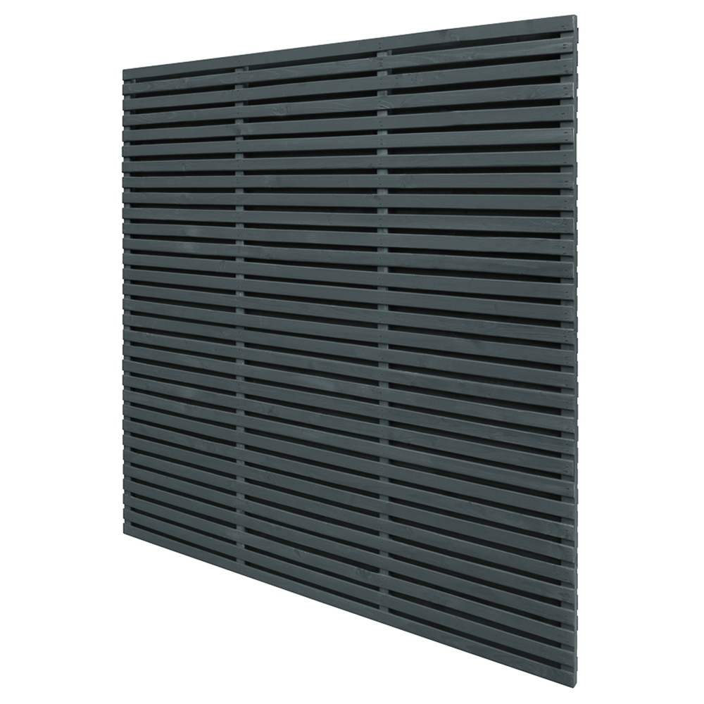Forest Garden 6 x 6ft Anthracite Grey Contemporary Slatted Fence Panel Image 2