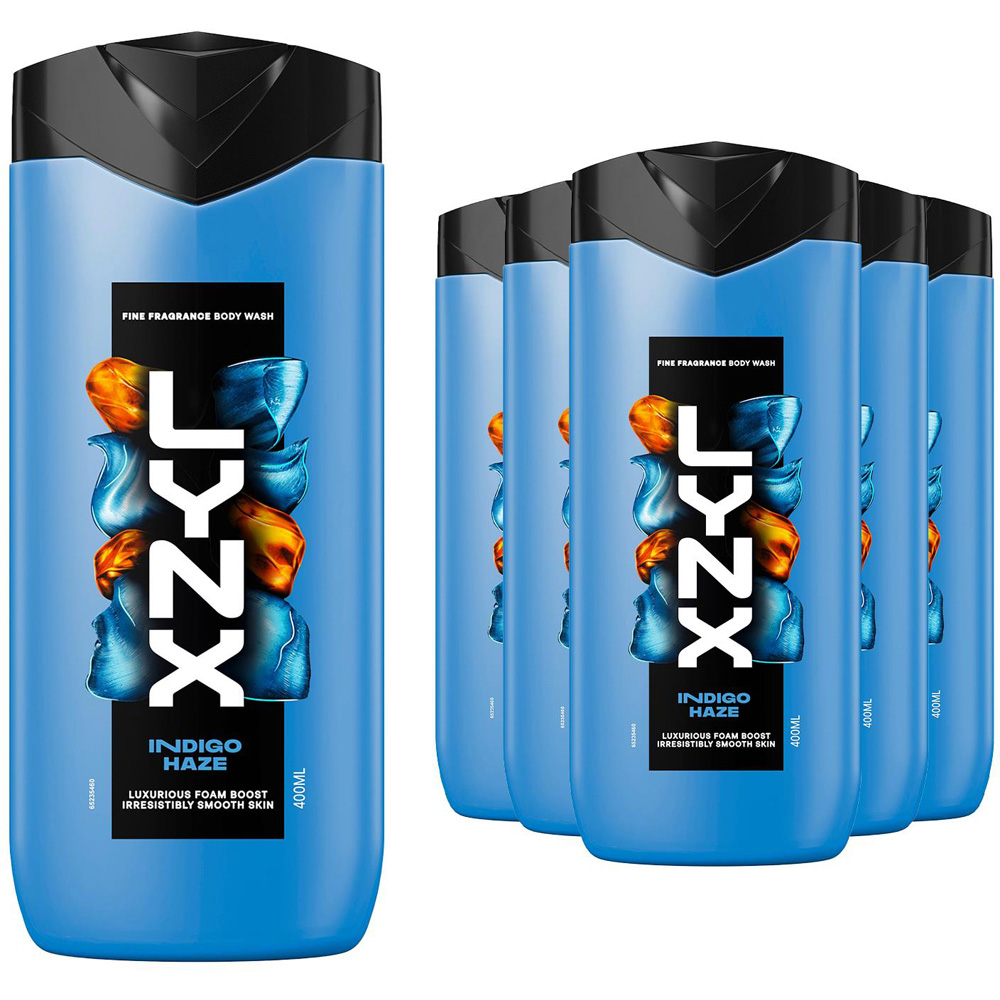 Lynx Fine Fragrance Indigo Haze Premium Scent Lavender Musk Body Wash 400ml 6 Pack Image 1