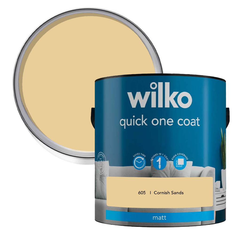 Wilko Quick One Coat Cornish Sands Matt Emulsion Paint 2.5L Image 1