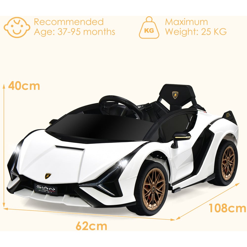 Costway Kids White Electric Ride On Car with Remote Control and LED Lights 12V Image 8