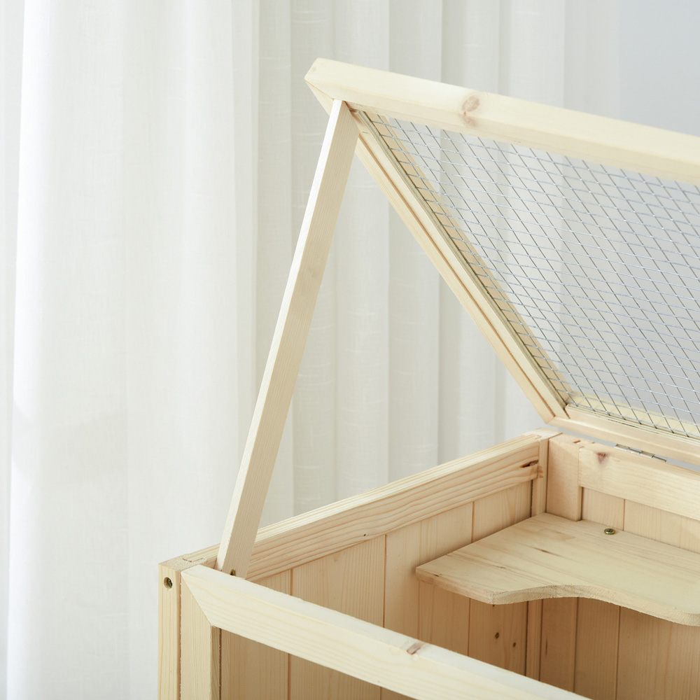 PawHut Wooden Hamster Cage with Storage Shelf Image 3